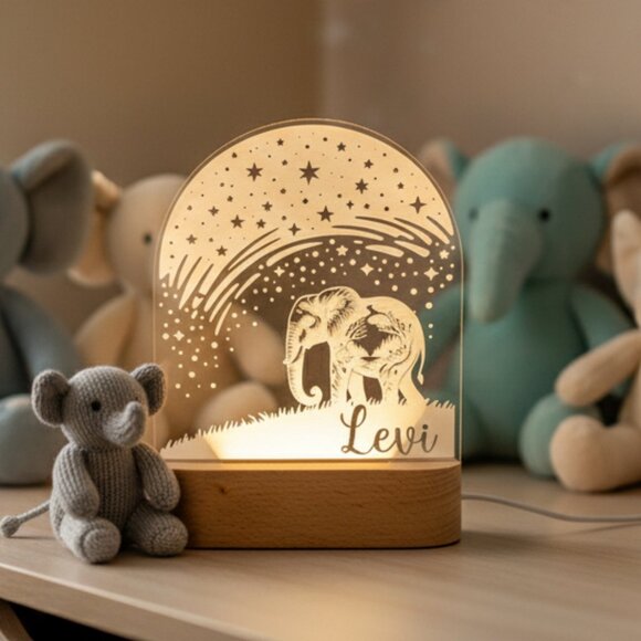 Personalized Elephant Night Light – Custom LED Lamp for Kids Room - Picture 8 of 8